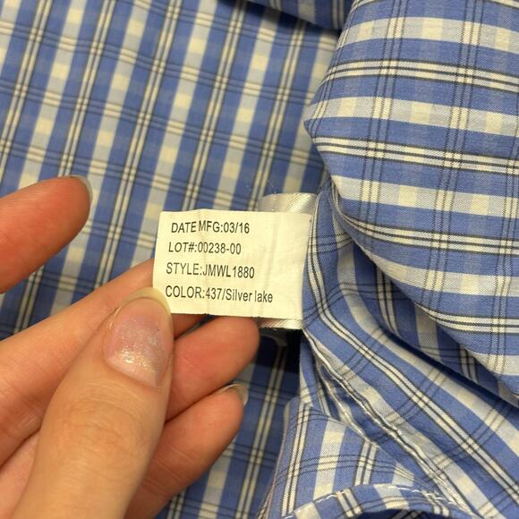 Johnnie-O‎ Prep-Formance Blue Plaid Mens Large Bamboo Nylon Button Down Shirt - Picture 6 of 9